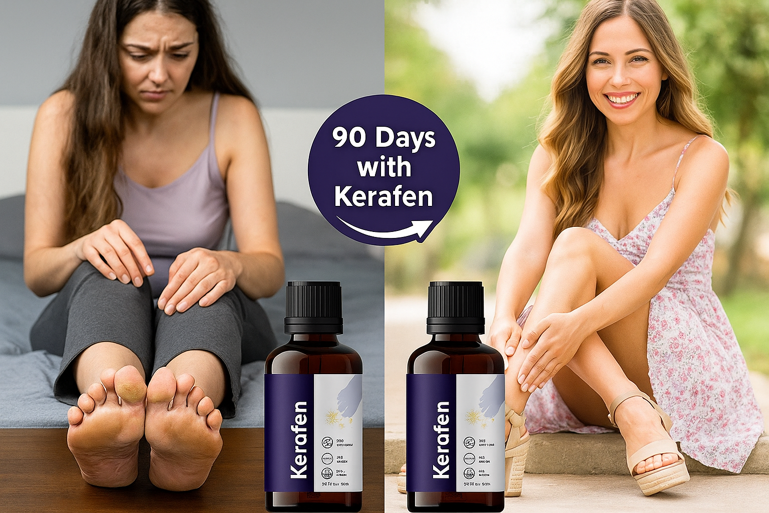 Kerafen bottle with visible ingredients list and FDA certification seal
